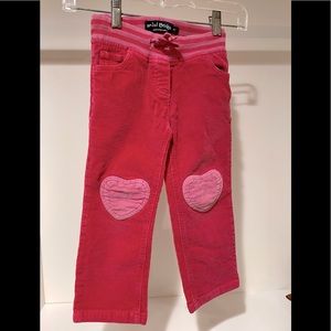 Mini Boden 4T Pink Heart Corduroy Pants